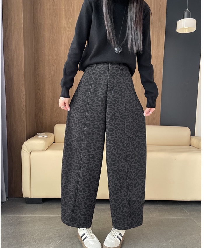 High waist leopard bloomers slim pants for women