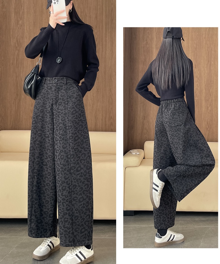 High waist leopard bloomers slim pants for women