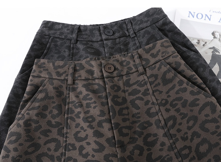 High waist leopard bloomers slim pants for women