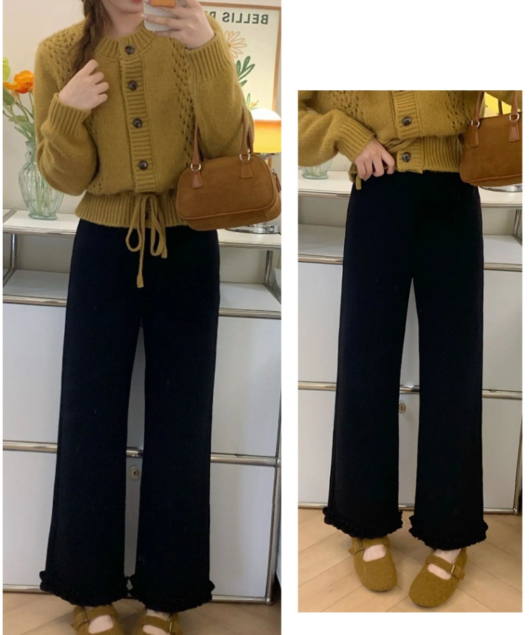 Loose wide leg pants wood ear casual pants for women