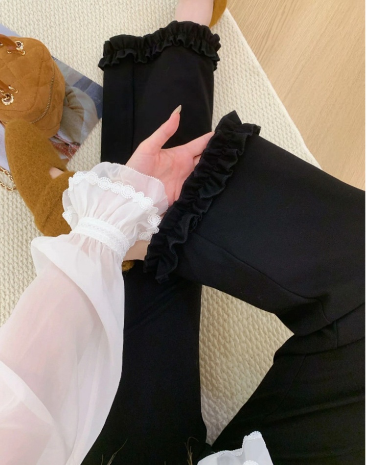 Loose wide leg pants wood ear casual pants for women