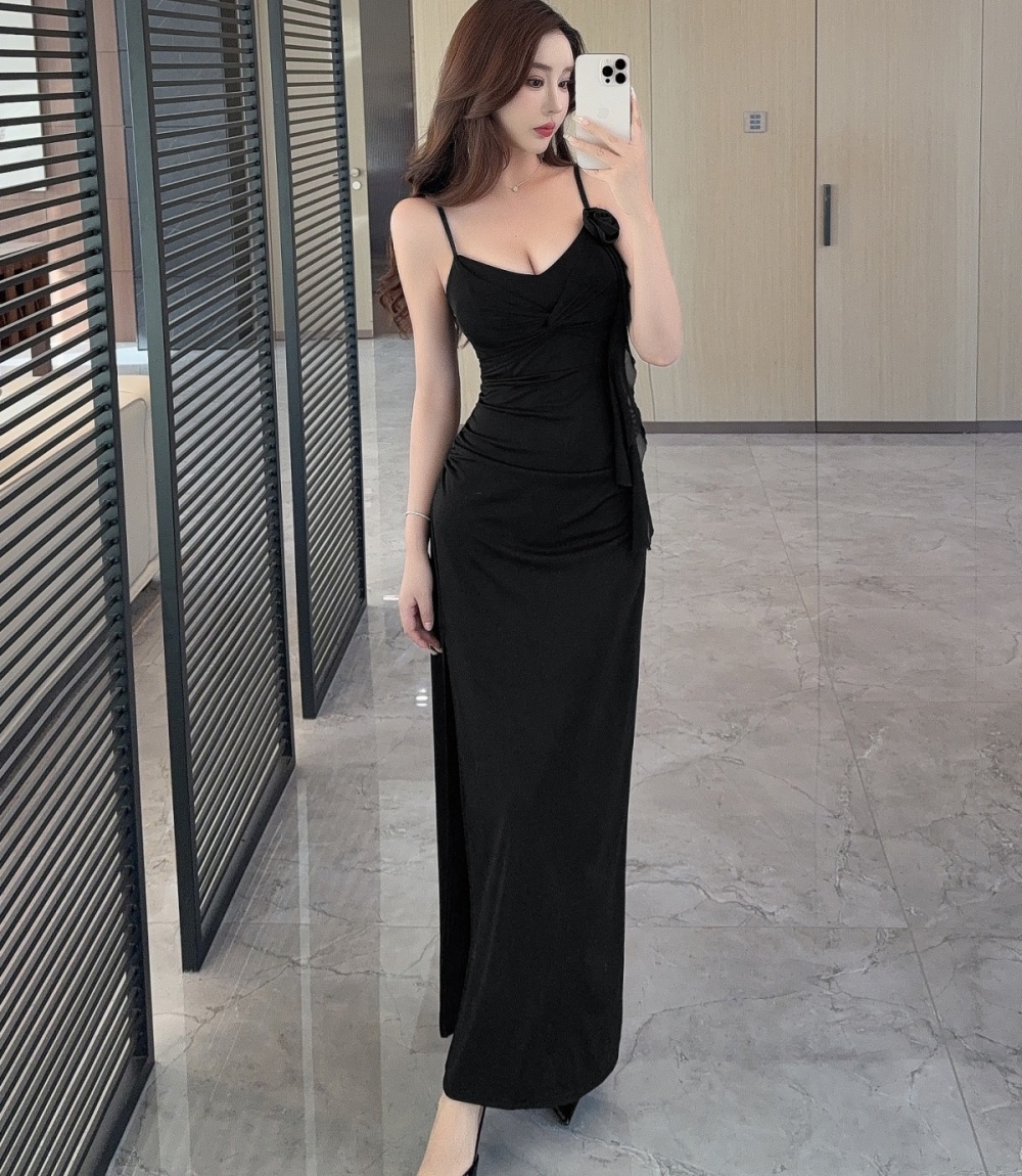 Sexy banquet sling dress split nightclub formal dress