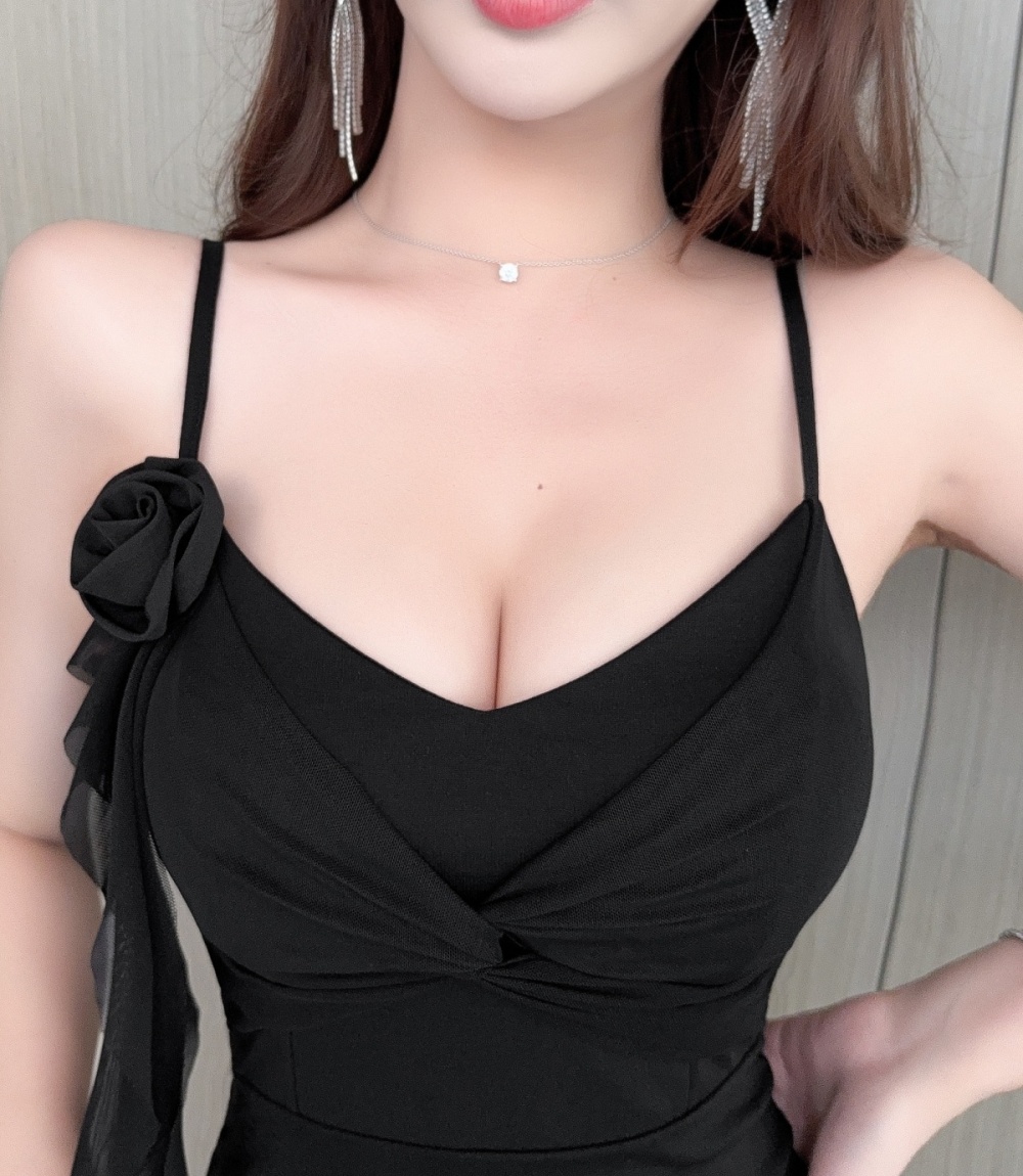 Sexy banquet sling dress split nightclub formal dress