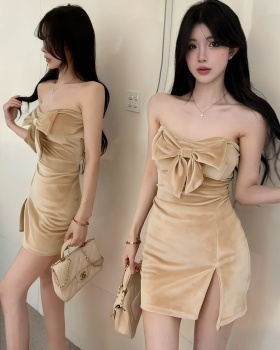 Temperament France style bow decoration dress for women