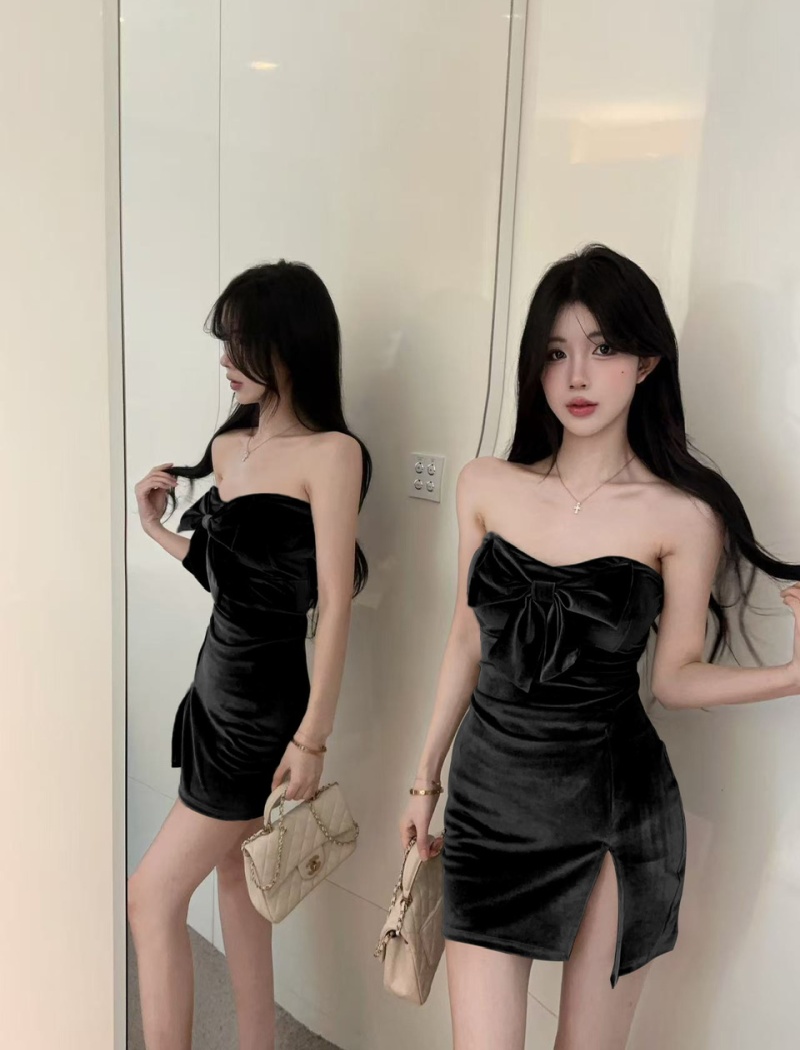 Temperament France style bow decoration dress for women