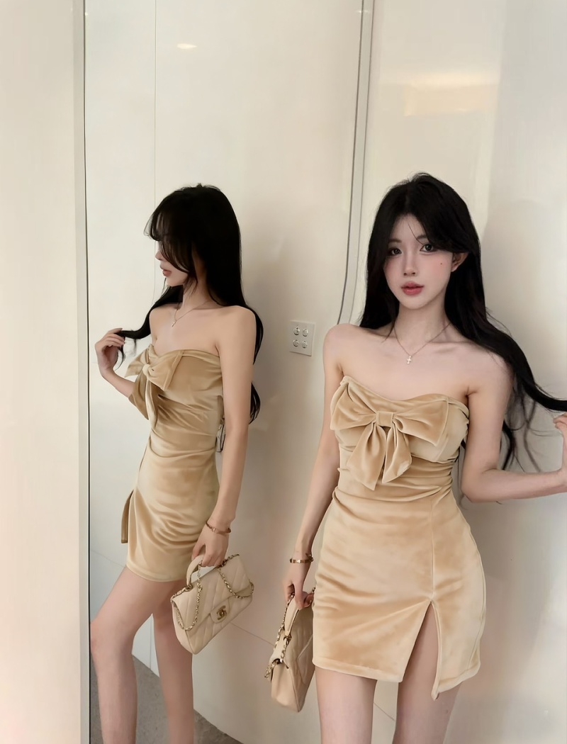 Temperament France style bow decoration dress for women