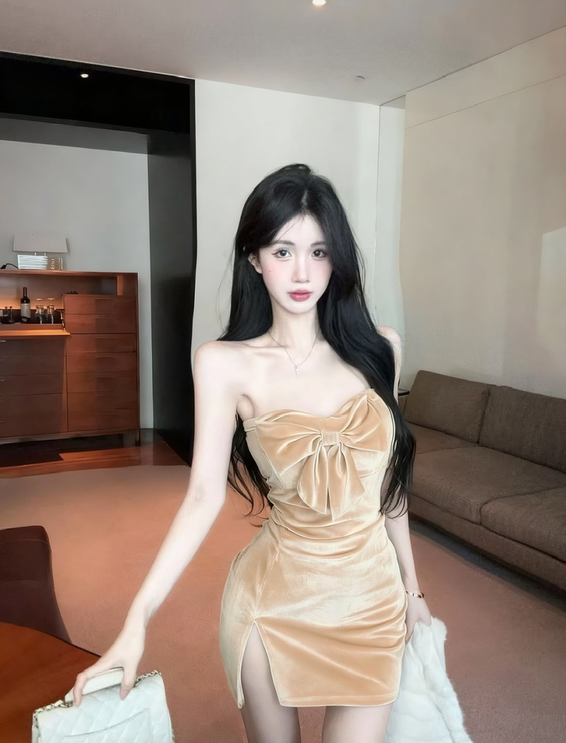 Temperament France style bow decoration dress for women