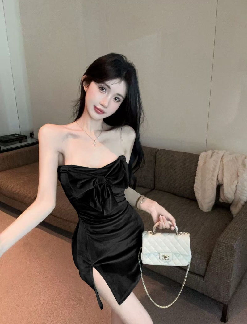 Temperament France style bow decoration dress for women