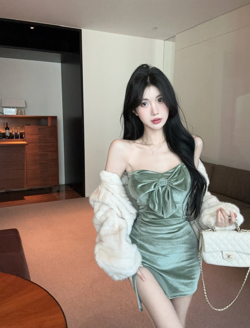 Temperament France style bow decoration dress for women