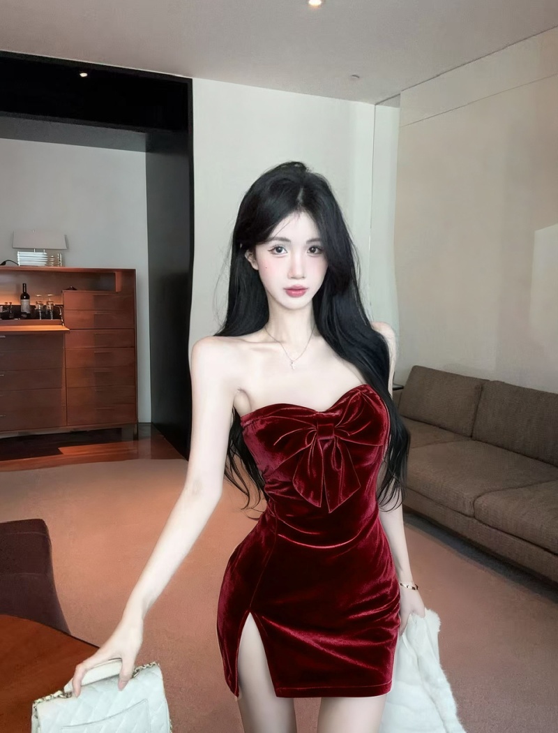 Temperament France style bow decoration dress for women