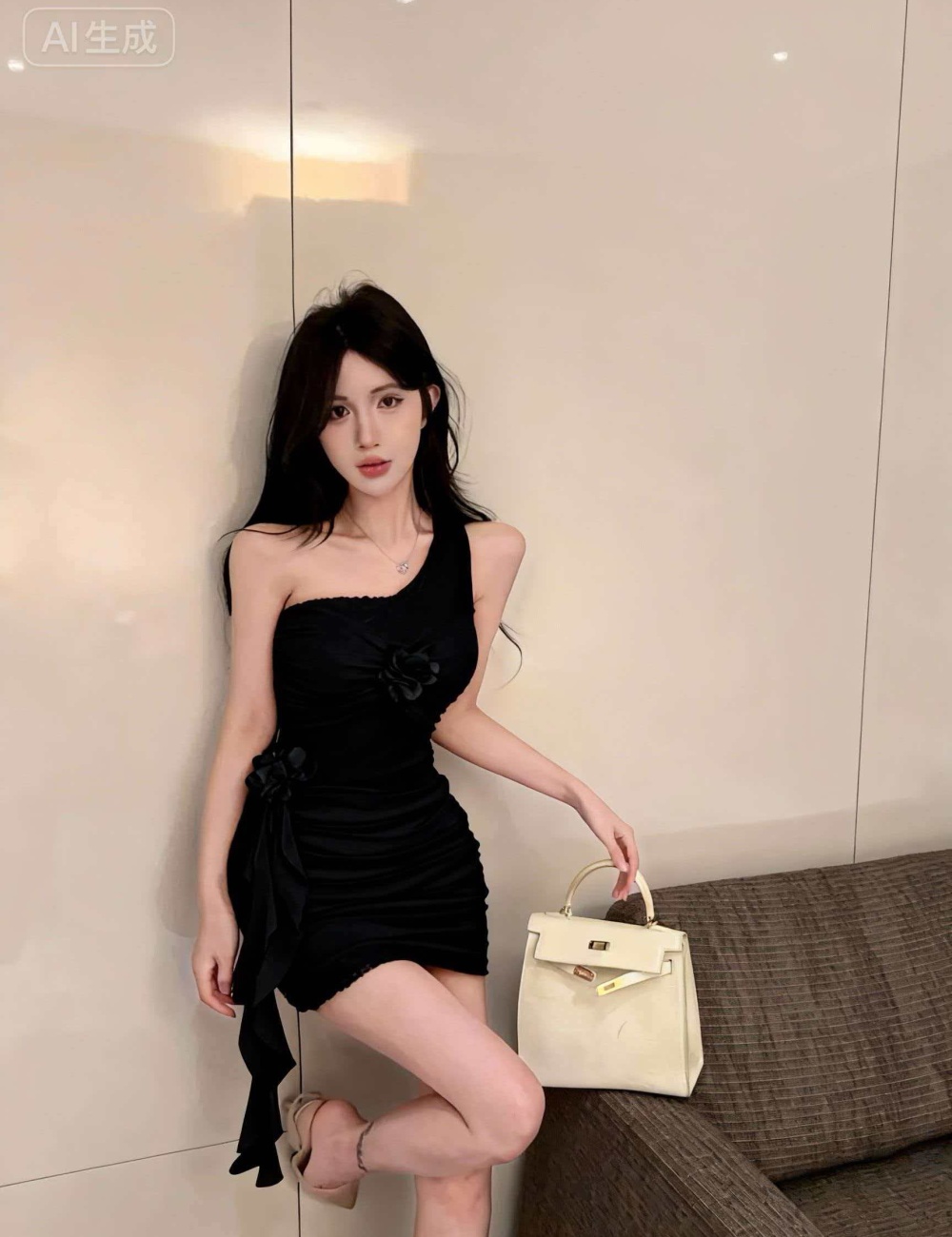 Romantic violet sling chiffon gauze flowers summer dress