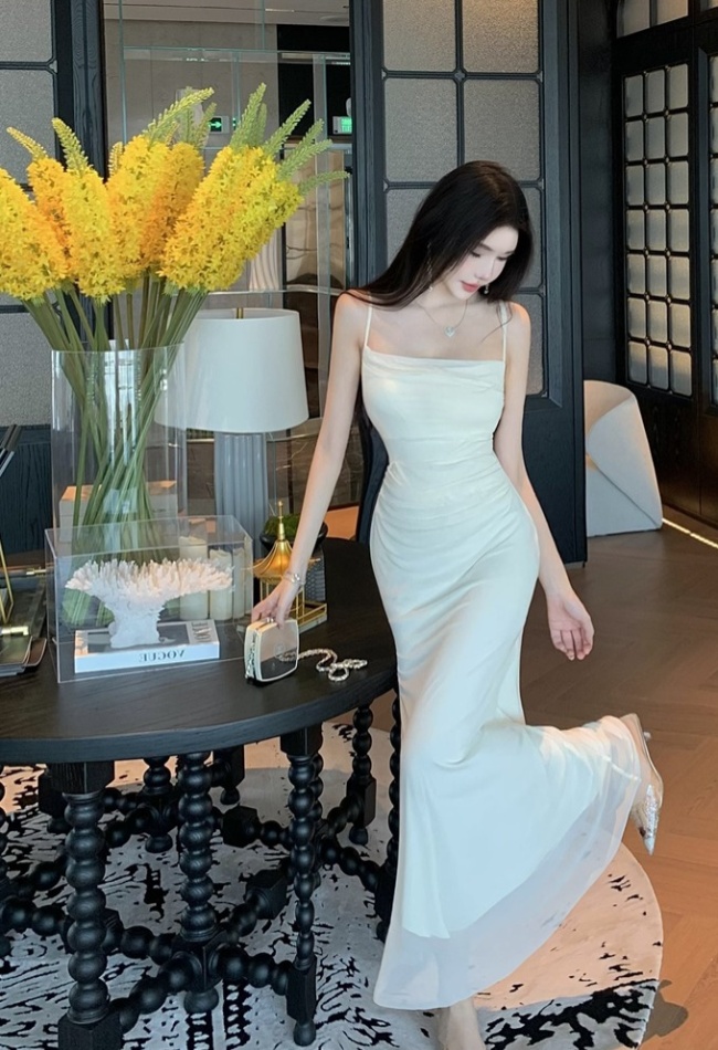 Sexy gauze formal dress sling long dress for women