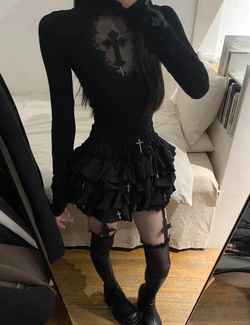 Bottoming slim tops fashion short skirt a set for women