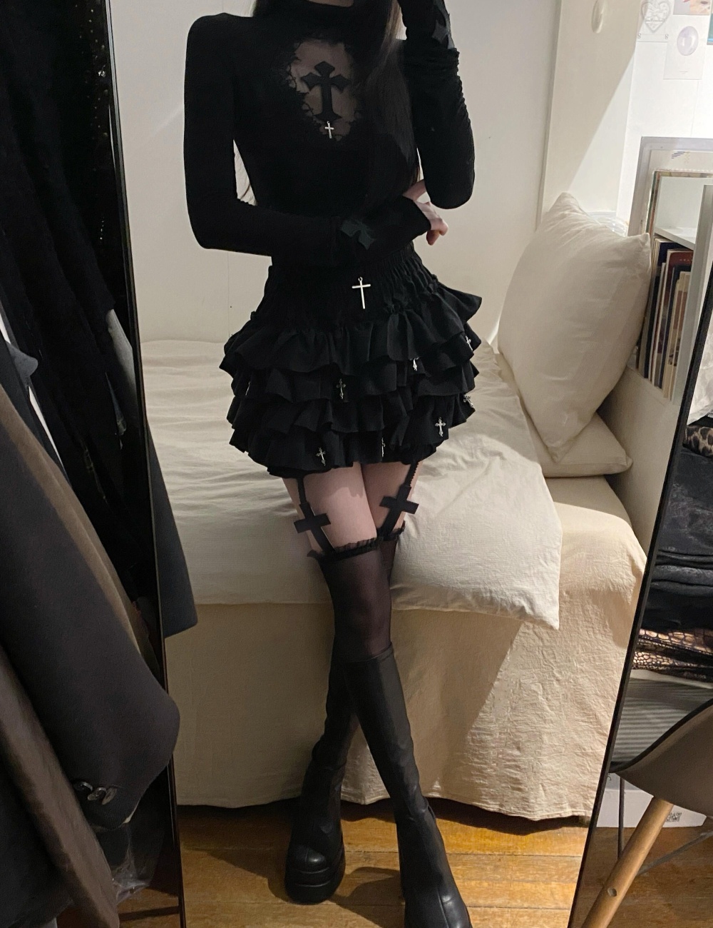 Bottoming slim tops fashion short skirt a set for women