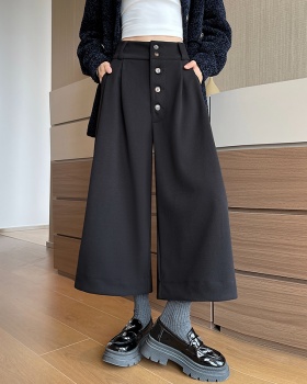 Fashion breasted wide leg pants flanging pants for women