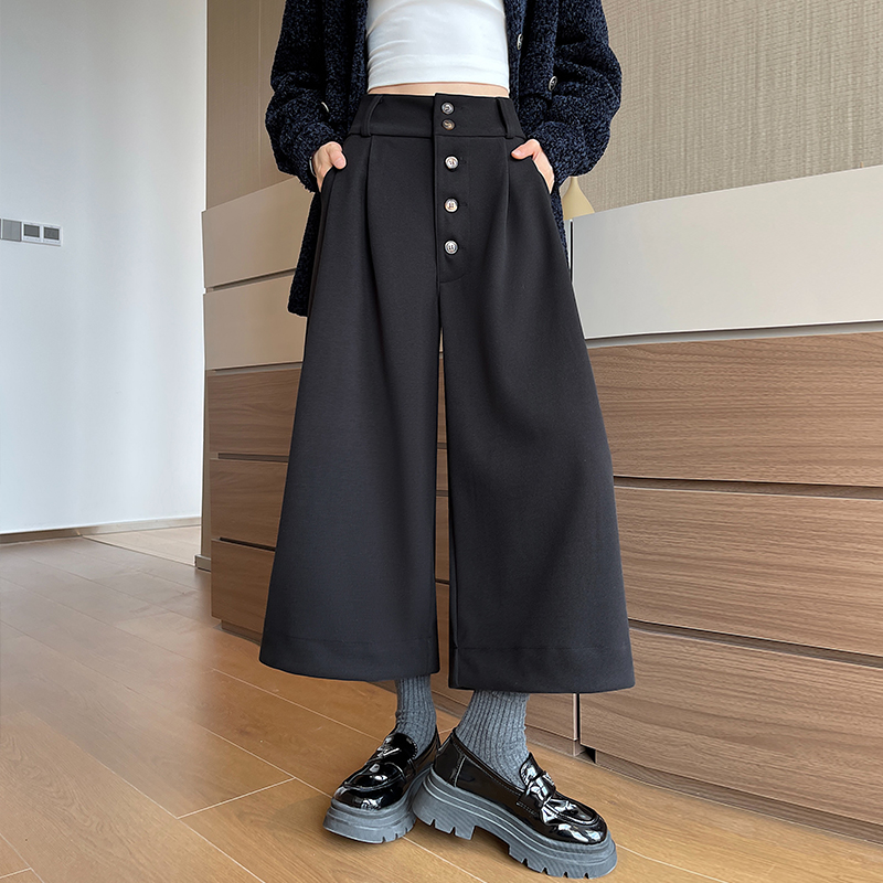 Fashion breasted wide leg pants flanging pants for women