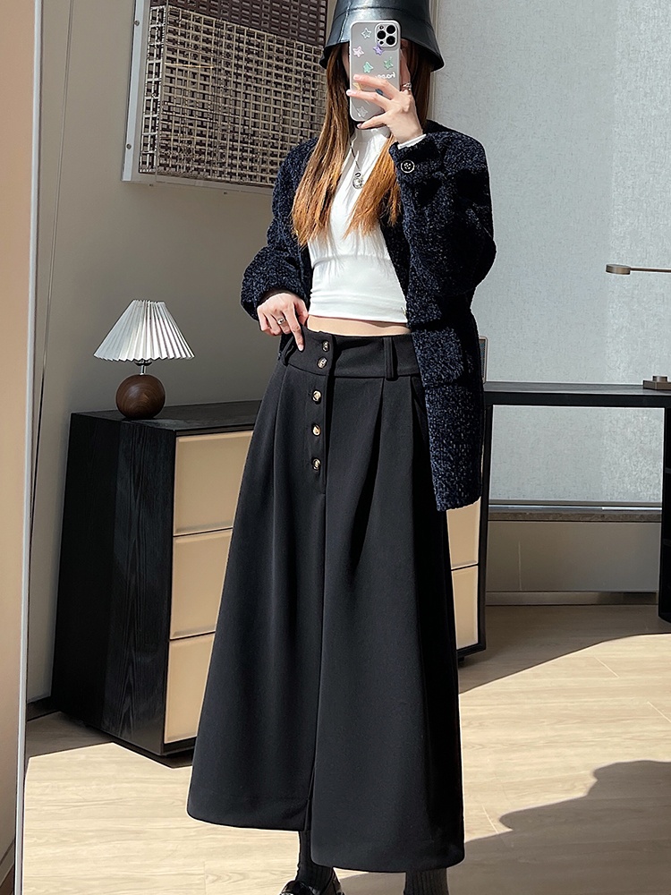 Fashion breasted wide leg pants flanging pants for women