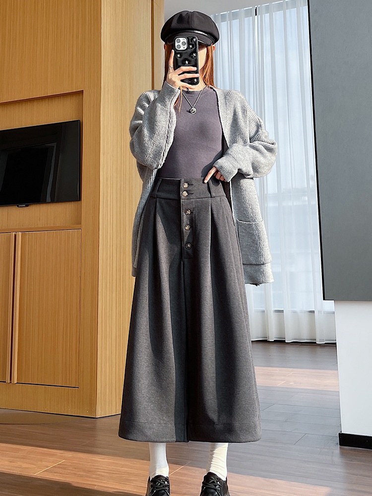 Fashion breasted wide leg pants flanging pants for women