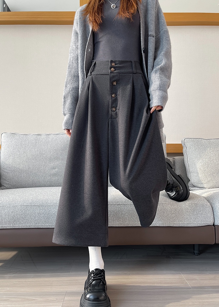 Fashion breasted wide leg pants flanging pants for women