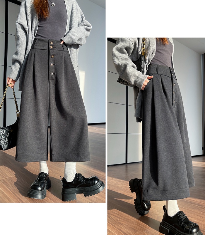 Fashion breasted wide leg pants flanging pants for women