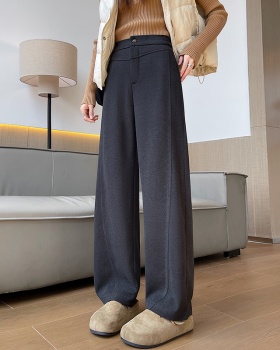 Casual drape pants gray wide leg pants for women