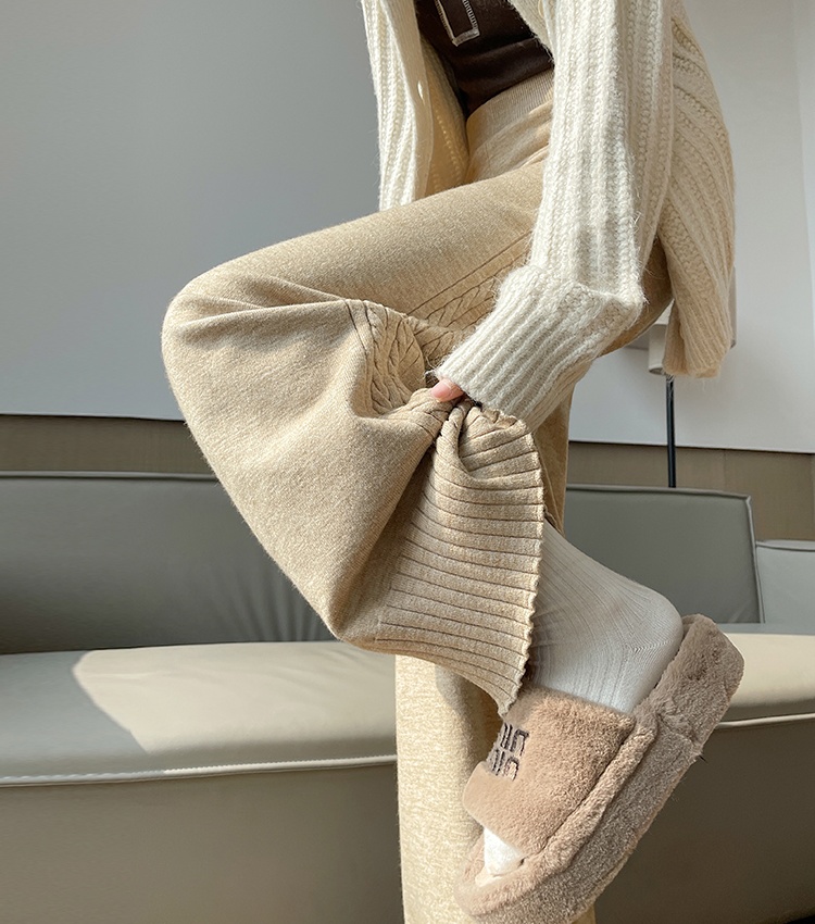 Drape straight long pants retro wide leg pants for women