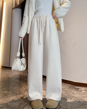 Cashmere lazy casual pants drawstring long pants for women