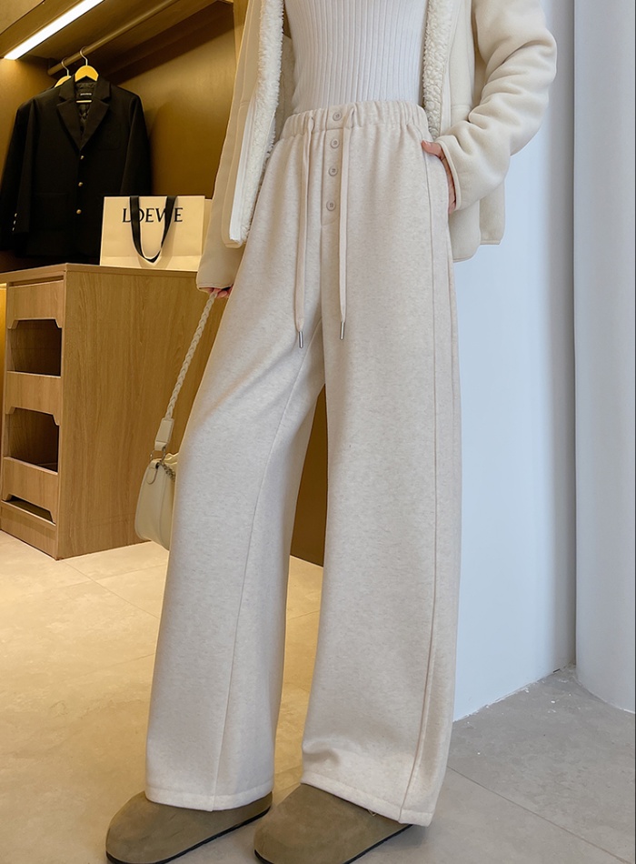 Cashmere lazy casual pants drawstring long pants for women