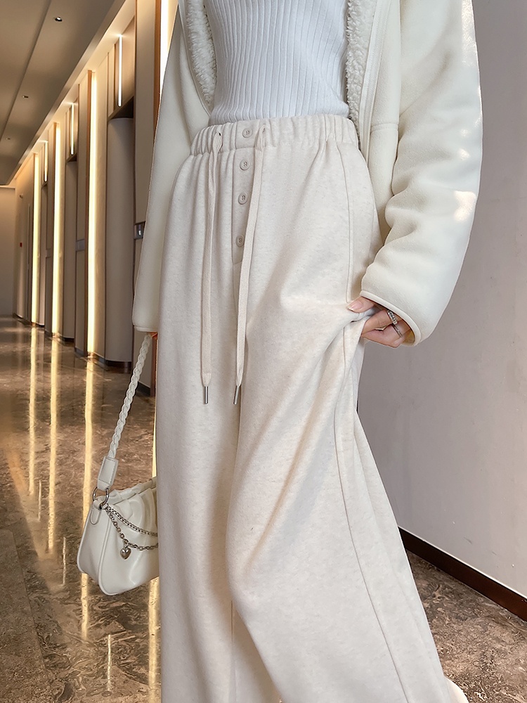 Cashmere lazy casual pants drawstring long pants for women