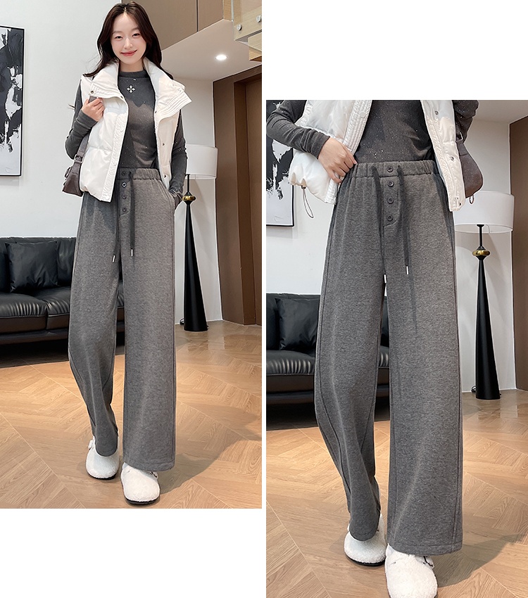 Cashmere lazy casual pants drawstring long pants for women