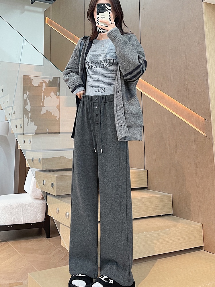 Cashmere lazy casual pants drawstring long pants for women