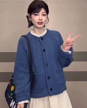 Stereoscopic knitted sweater long sleeve slim cardigan