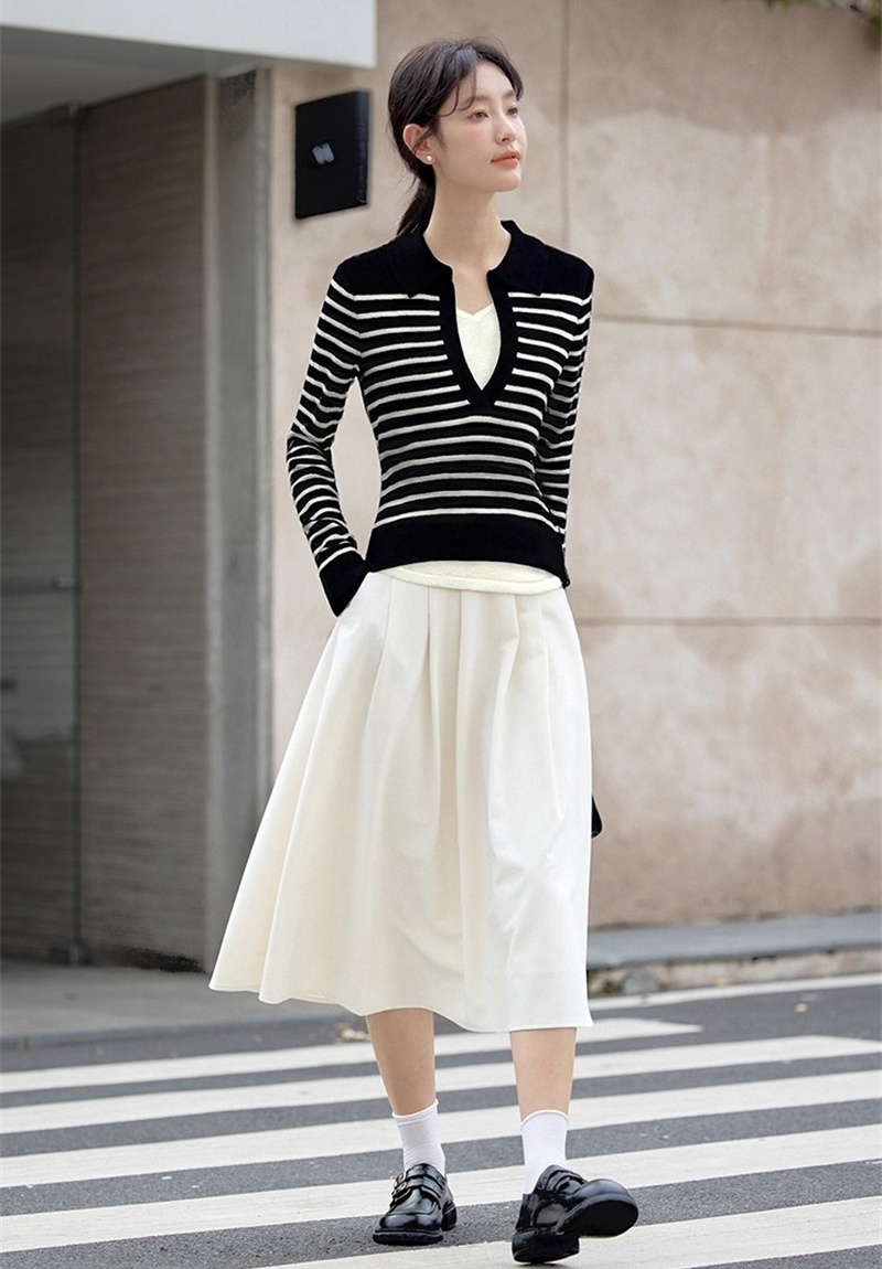Mixed colors Korean style sweater autumn slim tops for women