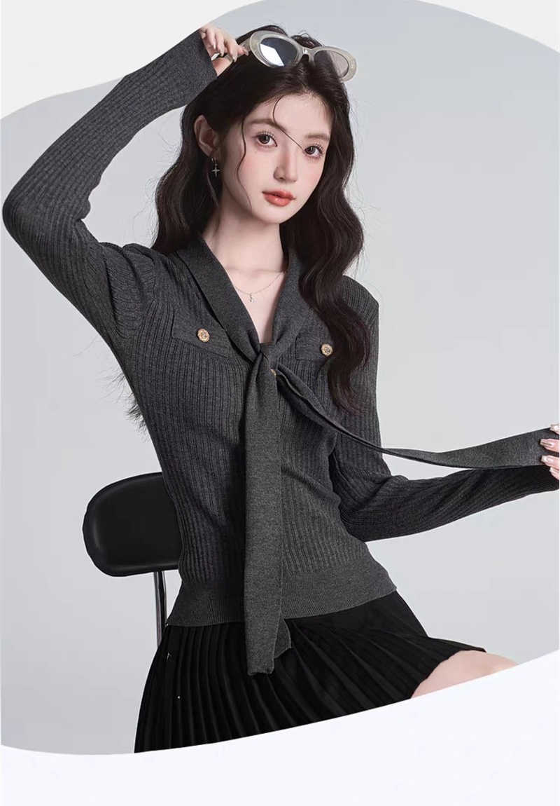 Long sleeve temperament tops all-match sweater