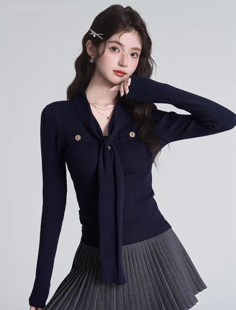 Long sleeve temperament tops all-match sweater