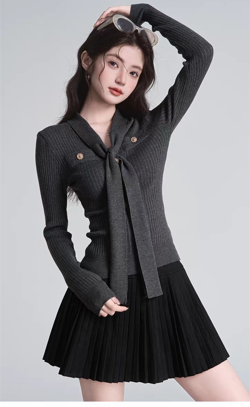 Long sleeve temperament tops all-match sweater