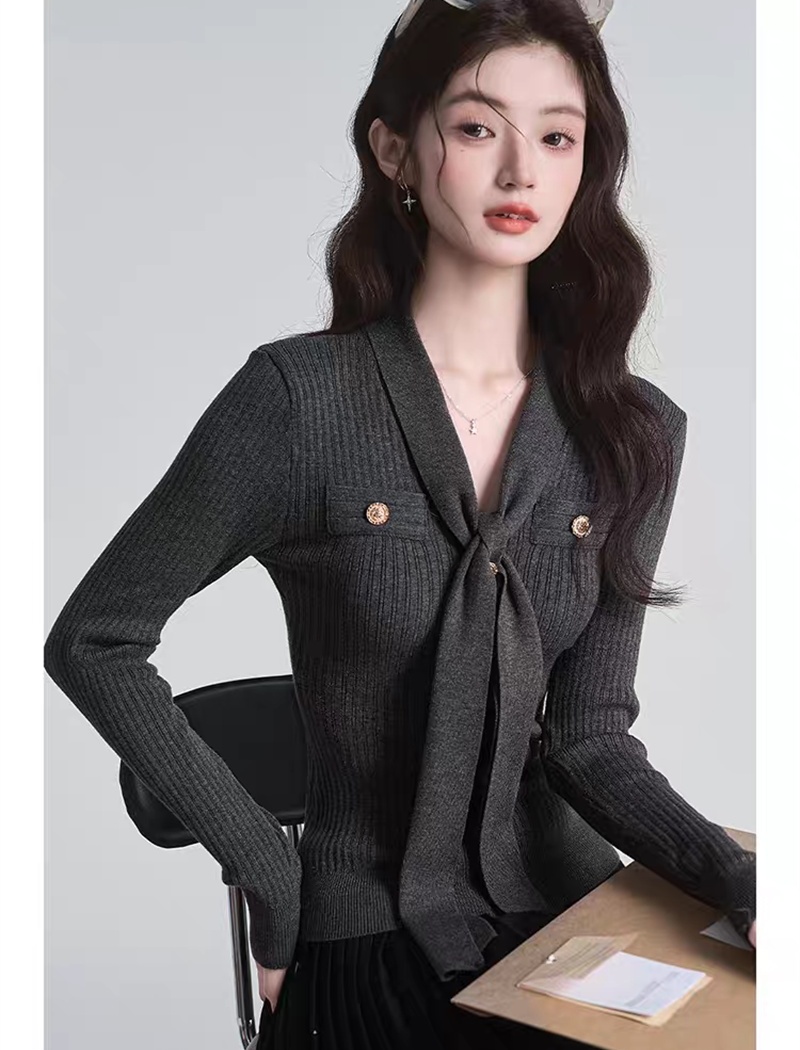 Long sleeve temperament tops all-match sweater