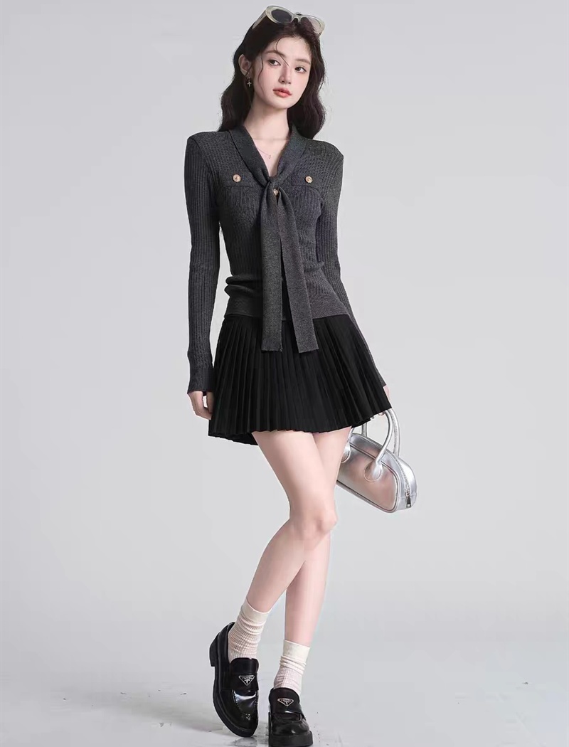 Long sleeve temperament tops all-match sweater