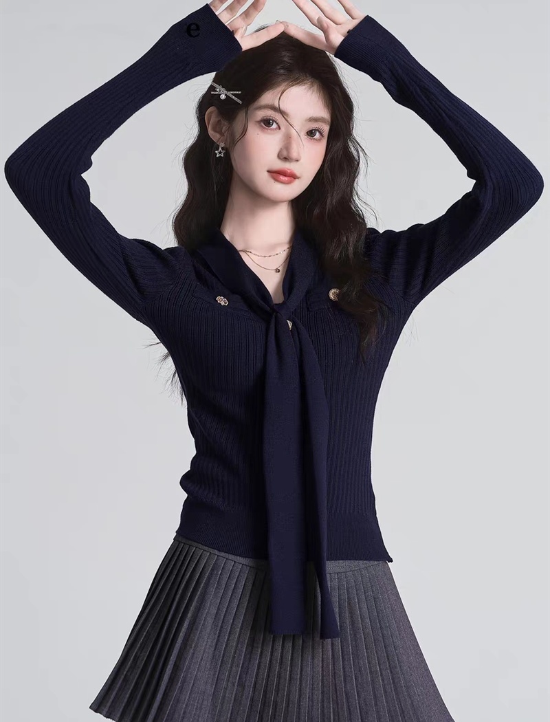 Long sleeve temperament tops all-match sweater