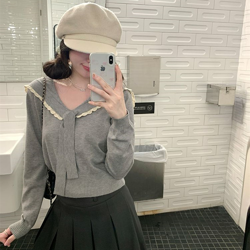 College style tops long sleeve sweater