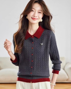 Outside the ride lapel cardigan autumn coat