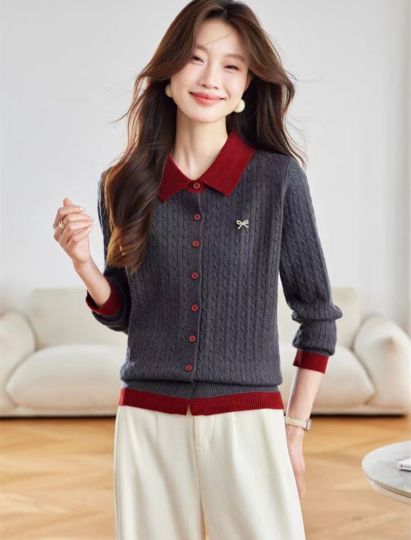 Outside the ride lapel cardigan autumn coat