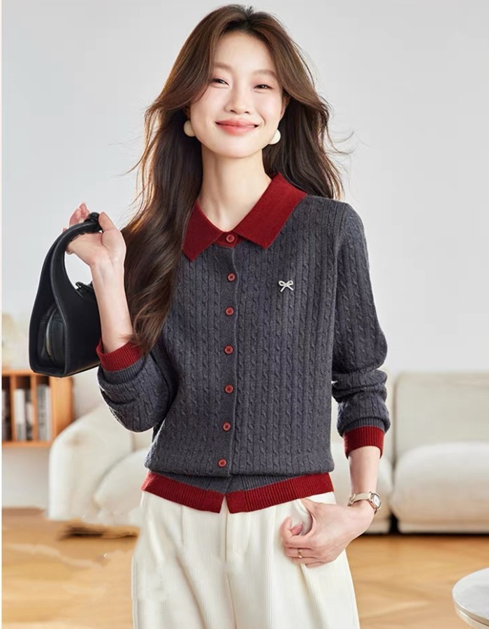 Outside the ride lapel cardigan autumn coat