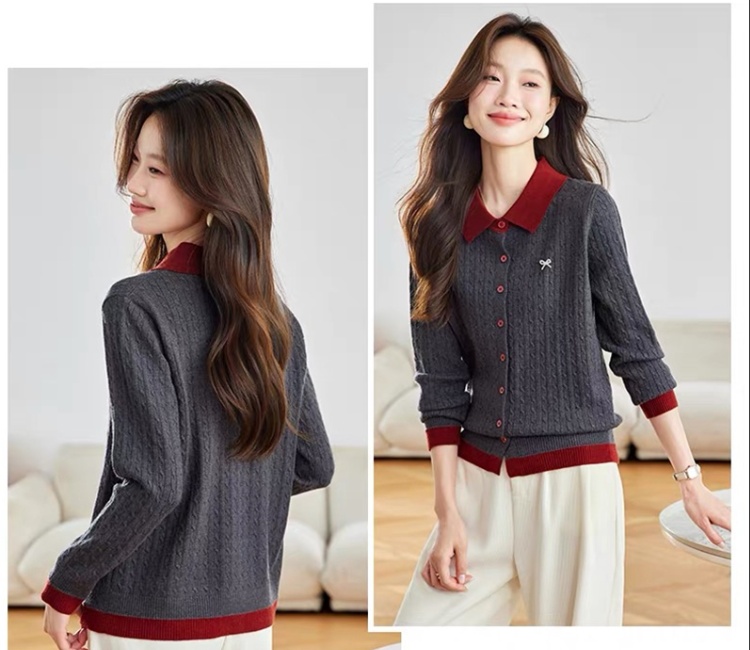 Outside the ride lapel cardigan autumn coat