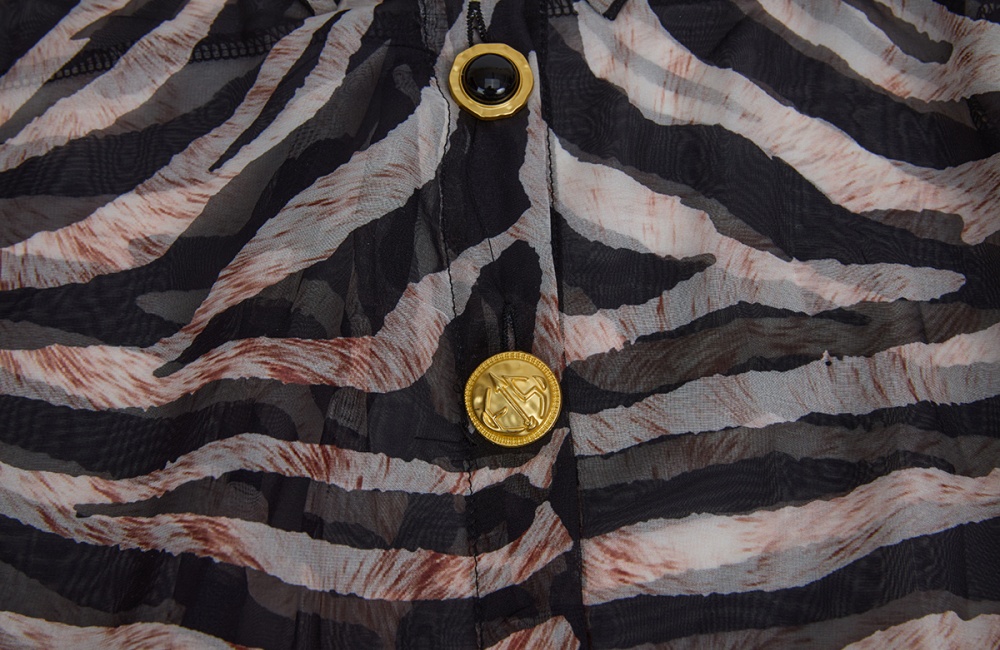 Pinched waist ladies dress leopard metal buckles shirt