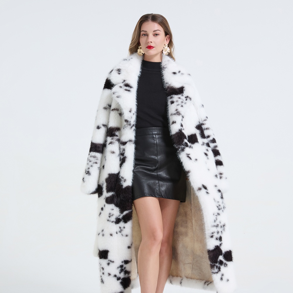 Imitation of mink hair coat pinched waist fur coat