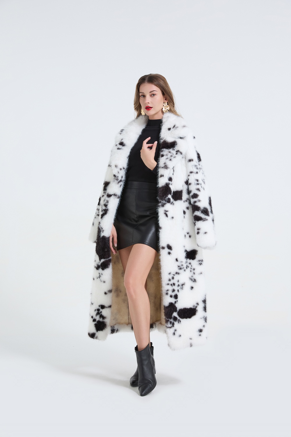 Imitation of mink hair coat pinched waist fur coat