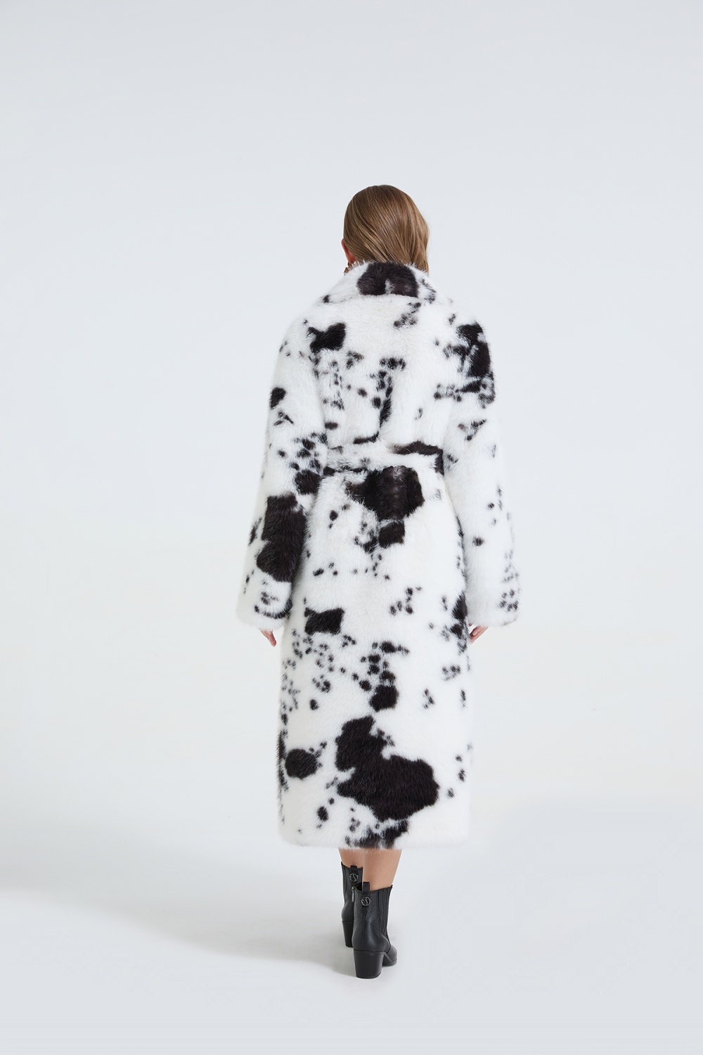 Imitation of mink hair coat pinched waist fur coat