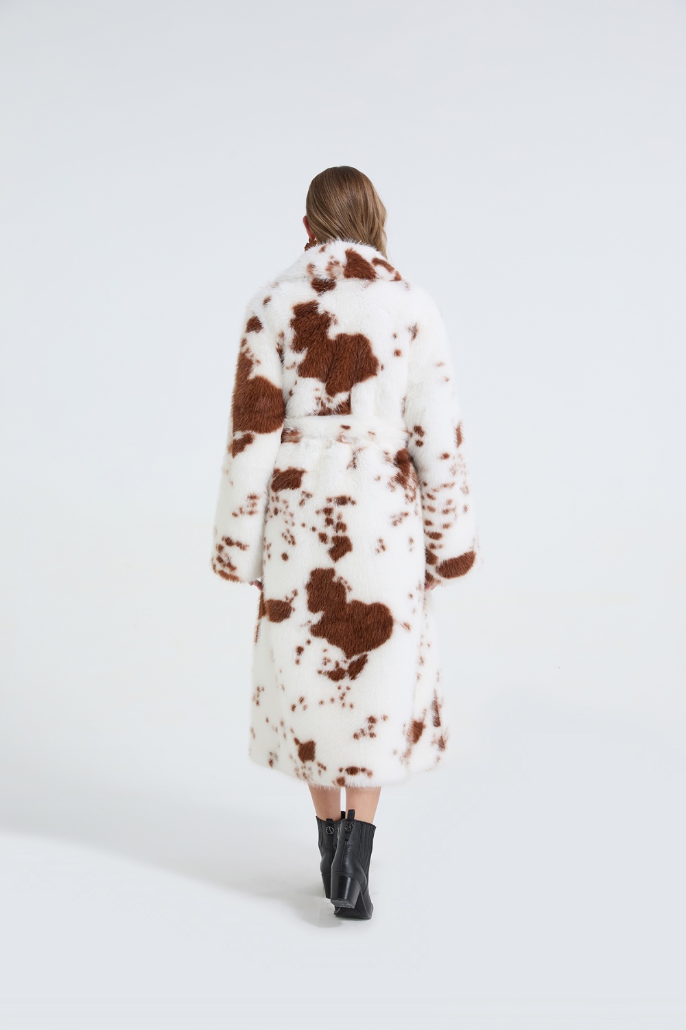 Imitation of mink hair coat pinched waist fur coat