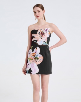 Stereoscopic flowers slim temperament dress